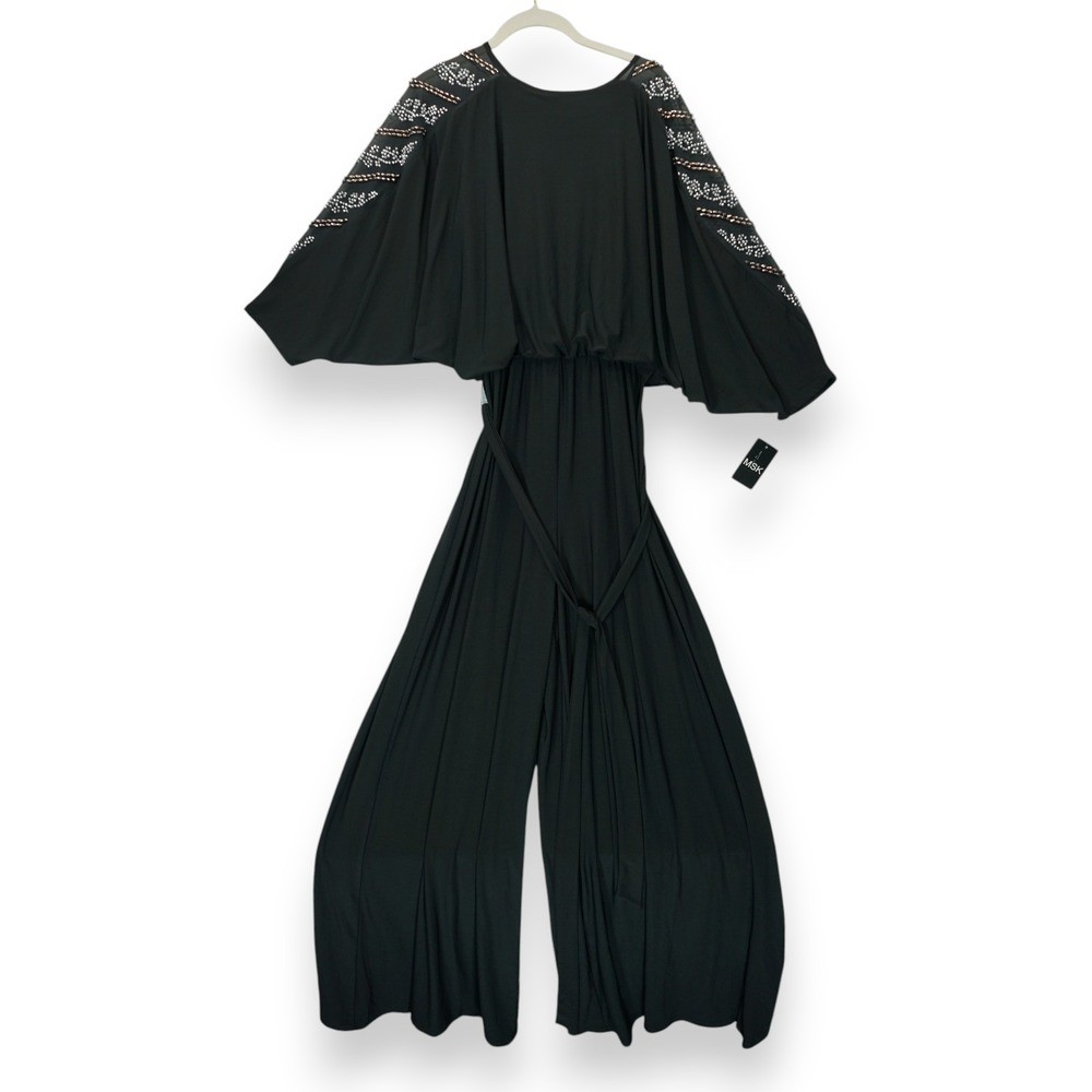 NWT MSK Jumpsuit Women's Size Large Black Embellished ~ Made in USA